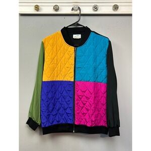 S.G. Sport Vintage Colorblock Quilted Bomber Jacket Womens Medium Multi USA
